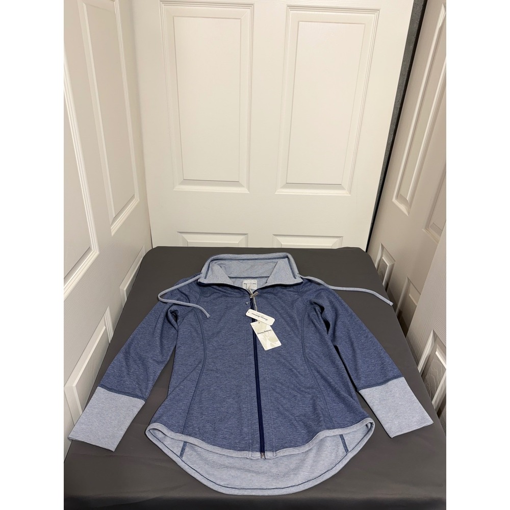 Tommy Bahama Womens Blue Heathered Full Zip Funnel Neck Sweatshirt Medium NWT